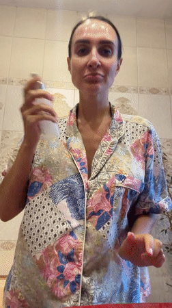 Full morning skincare and wellness routine in a Novosibirsk bathroom