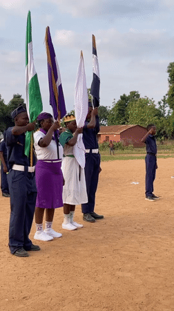 Flag ceremony held in Tabu Nigeria with uniformed personnel