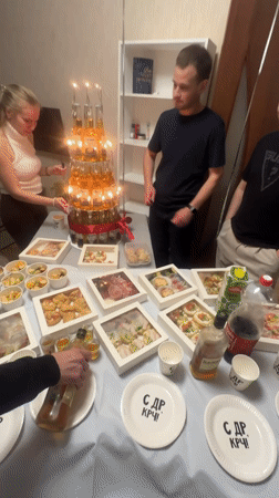 Birthday party with beer bottle cake in Perm