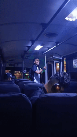 Man performs on bus in Porlamar, Venezuela