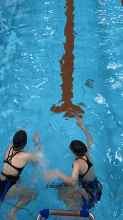 Children's swimming lessons documented at Birobidzhan pool facility