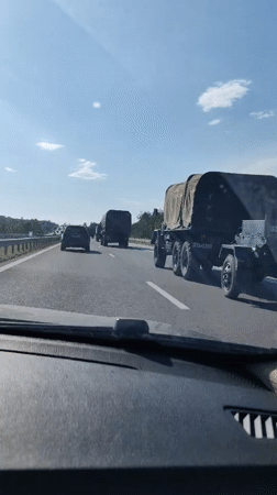 Military convoy spotted on Bulgarian highway near Lesichovo