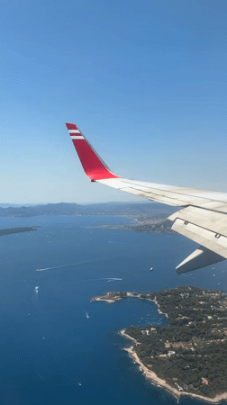 Aerial window view over the French Riviera coast
