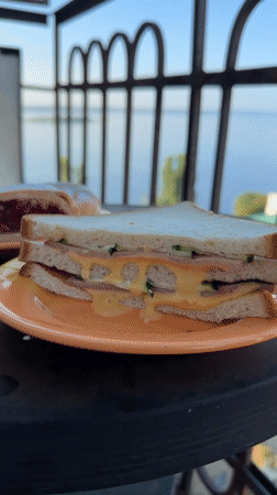 Balcony breakfast overlooking the Volga in Saratov