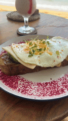 Morning breakfast documented at tropical beach in Rumassala