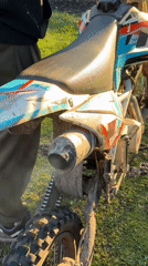 Couple spotted with muddy dirt bike in Russian countryside