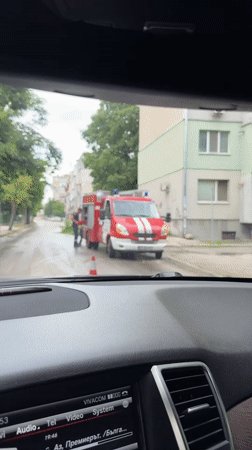 Fire truck and crew spotted on Plovdiv residential street