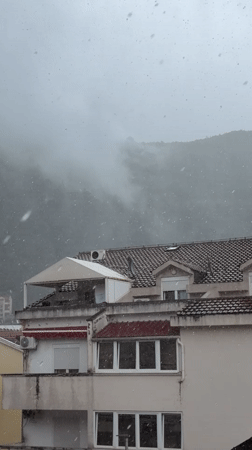 Heavy snowstorm hits Budva, Montenegro in mid-May