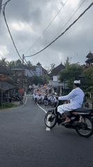 Traditional Balinese religious procession through Tegallalang streets