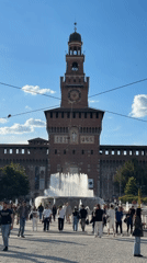 Afternoon activity captured around Milan's Sforza Castle district