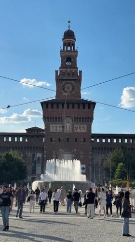 Afternoon activity captured around Milan's Sforza Castle district