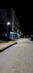 Quiet night street scene documented in Lovech, Bulgaria