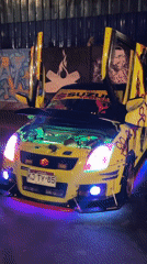 Modified car meet with custom lighting in Arica Chile