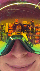 Woman poses with ski goggles in Belgrade suburb