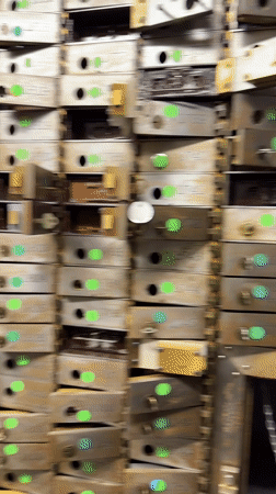 Inside a bank vault: safety deposit boxes and heavy security doors