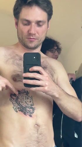 Man gets boar tattoo with flowers in Belgrade