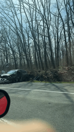 Car accident damages silver vehicle on Primorsko forest road