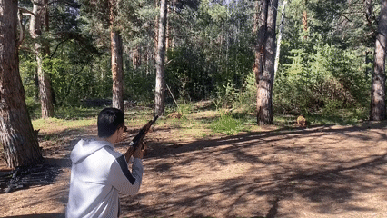 Target practice with automatic rifle observed in Bulgarian forest