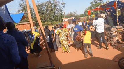 Community celebration with music and dancing in Kalemie, DRC