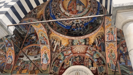 Road trip leads to a historic site with frescoed religious architecture
