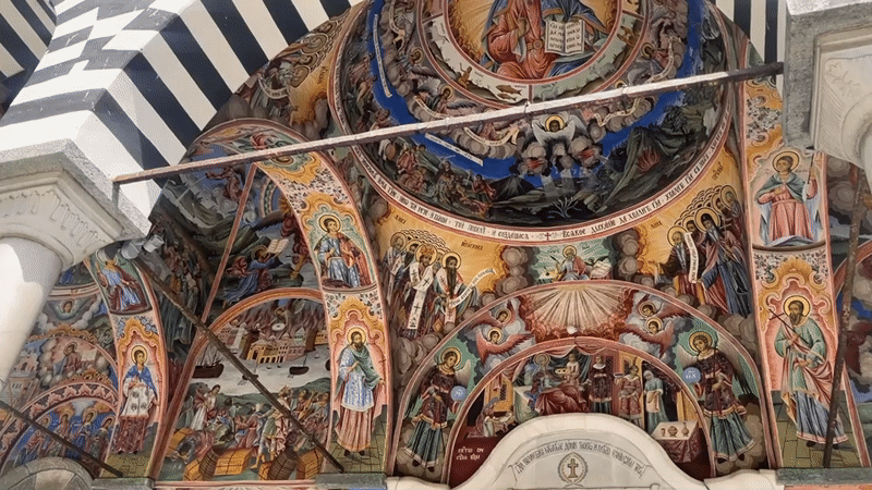 Road trip leads to a historic site with frescoed religious architecture