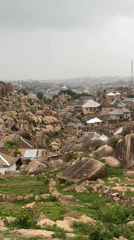 Jos Nigeria rocky landscape documented under overcast rainy conditions
