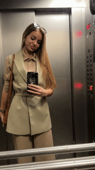 Woman photographed indoors wearing Calvin Klein in Erdemli, Turkey