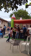 Children enjoy bounce house party in Juan Griego, Venezuela