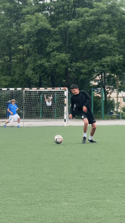 Casual soccer session on turf in Vladivostok