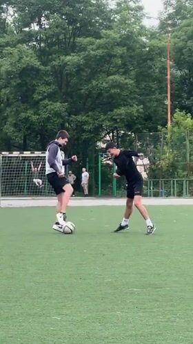 Casual soccer session on turf in Vladivostok