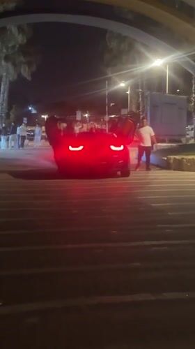 Sports car with butterfly doors spotted in Herzliya at night
