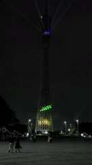 Canton Tower displays colorful laser light show in Guangzhou