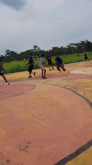 Basketball game captured on outdoor court in Egbagu, Nigeria