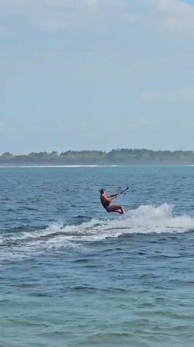 Busy kitesurfing session off Sanur Beach, Bali