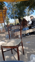 Morning mint tea service at outdoor cafe in Meknes
