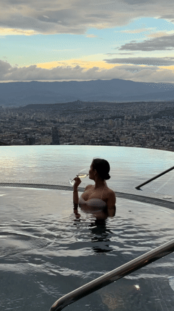 Couple enjoys luxury hotel stay with spa amenities in Tbilisi