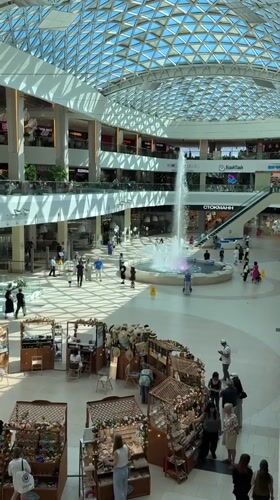 Afternoon crowd scenes inside a Sochi shopping mall