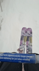 Ski lift ride captured during snowfall in Bansko