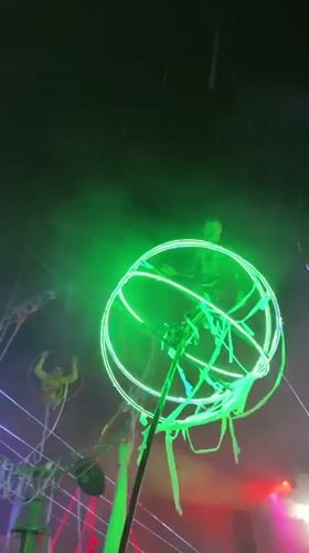 Light-decorated performers stage nighttime show in Gabrovo, Bulgaria