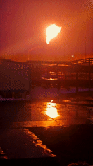 Gas flare burns at Russian industrial site