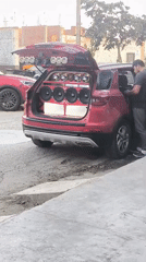 Custom sound system SUV displayed on Trujillo street