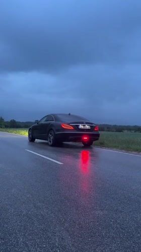 Mercedes parked on wet road in Kliment, Bulgaria