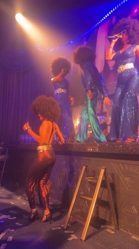 Disco-themed performance with aerial acts entertains Choeng Thale nightclub