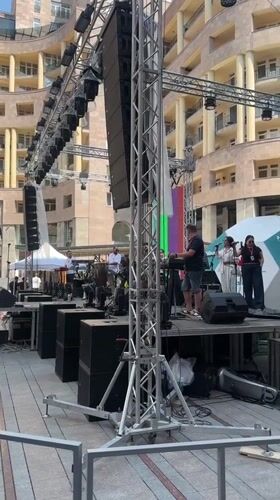 Live band plays outdoor street festival in Yerevan