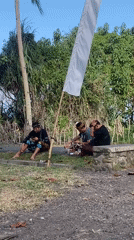 Traditional gathering at a Balinese coastal site in Pekutatan