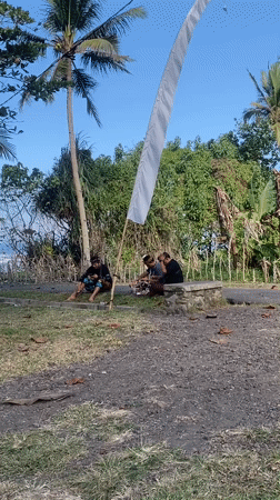 Traditional gathering at a Balinese coastal site in Pekutatan