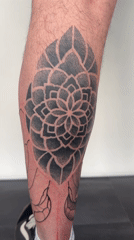 Fresh mandala tattoo documented in Sofia tattoo parlor