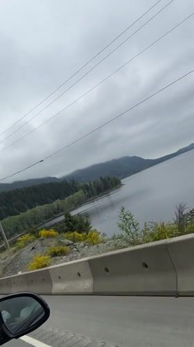 Highway drive captured near Long Beach, Canada