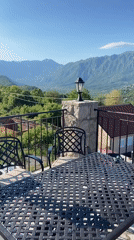 Morning patio scene captured in Montenegro mountain village