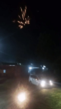 Fireworks display lights up night sky over Lhokseumawe